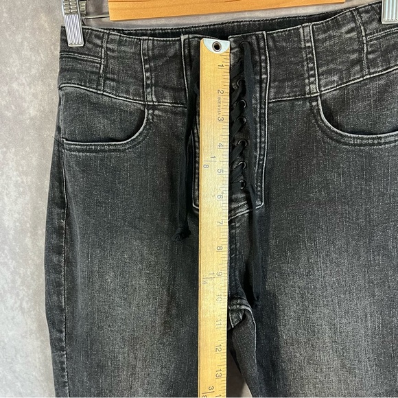 FREE PEOPLE Womens Jeans Gray Curvy Skinny Front Lace Up We The Free - Size 28 - Picture 5 of 7